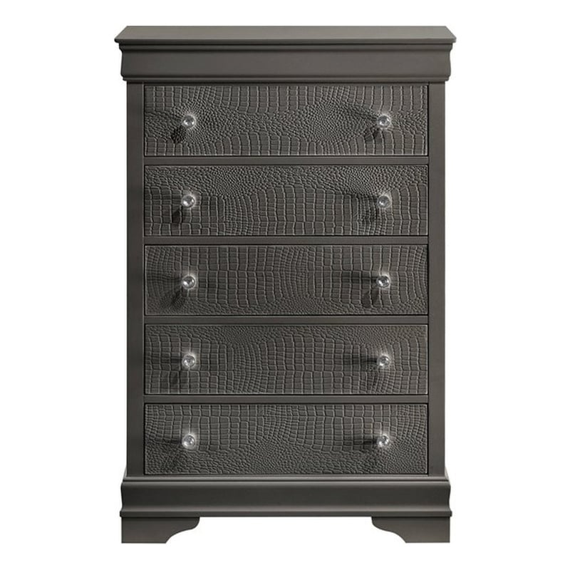 Blaze Modern Style 5-Drawer Chest made with Wood in Gray