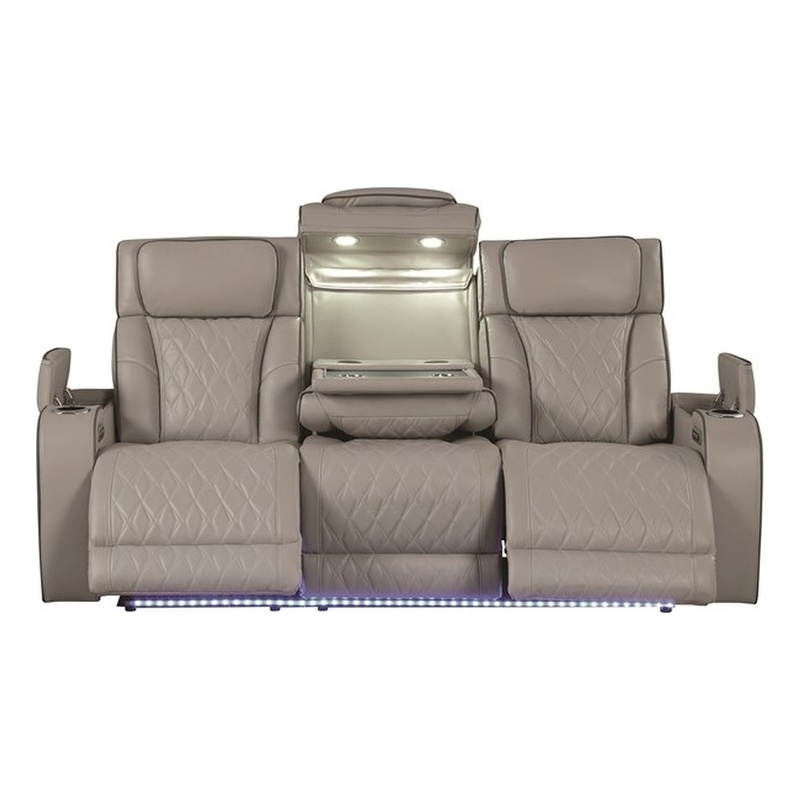 Fortuner Modern Style Recliner Sofa Made with faux leather and Wood in Gray