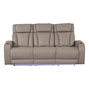 Fortuner Modern Style Recliner Sofa Made with faux leather and Wood in Gray