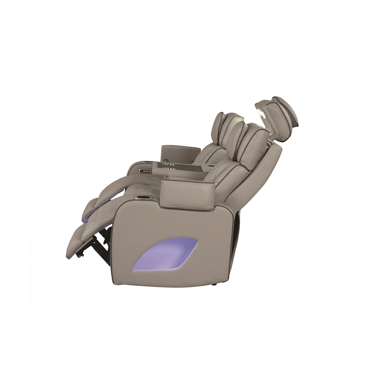 Fortuner Modern Style Recliner Sofa Made with faux leather and Wood in Gray