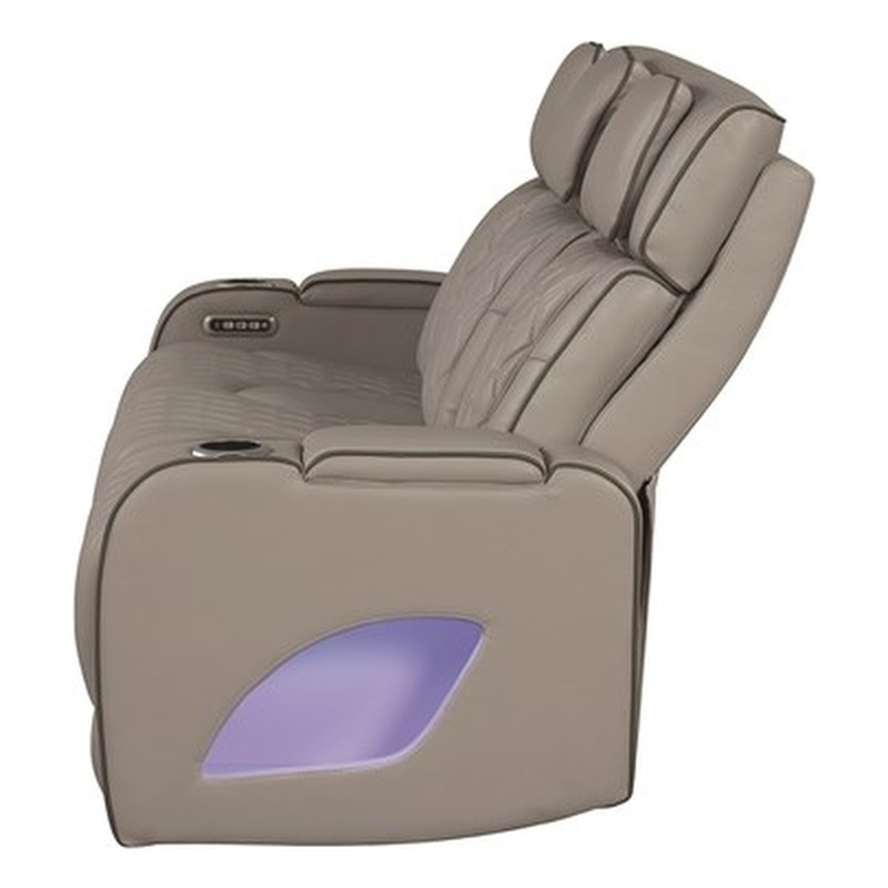 Fortuner Modern Style Recliner Sofa Made with faux leather and Wood in Gray