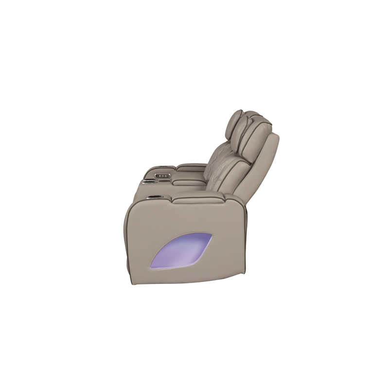 Fortuner Modern Style Recliner Loveseat Made  with faux leather and Wood in Gray