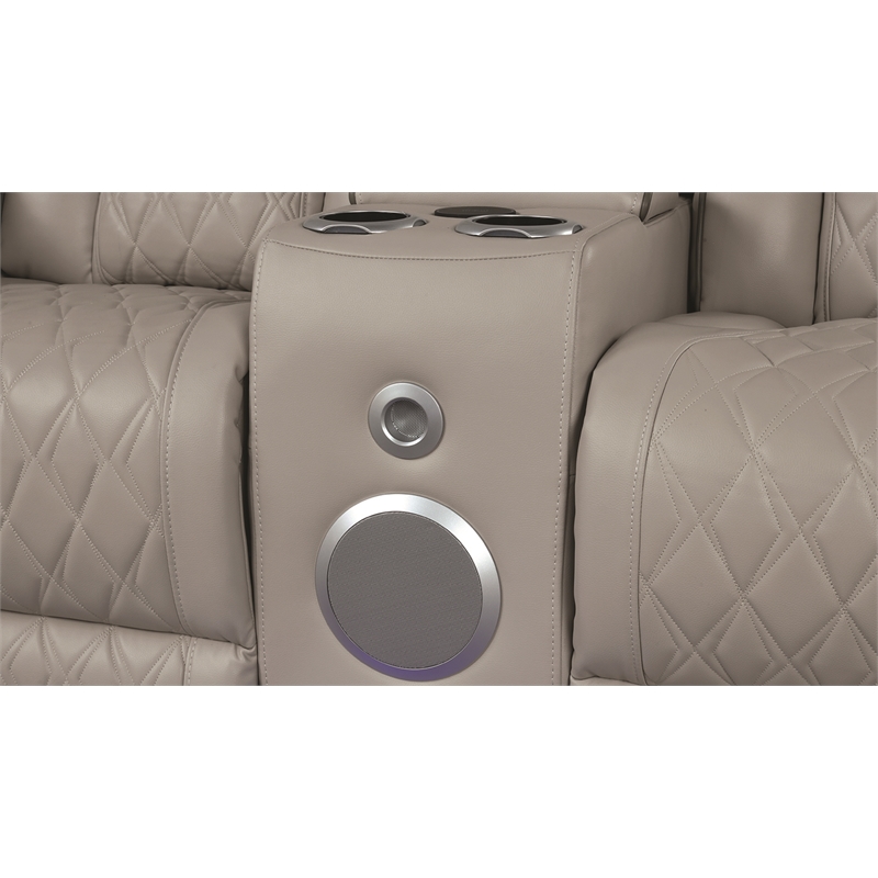 Fortuner Modern Style Recliner Loveseat Made  with faux leather and Wood in Gray