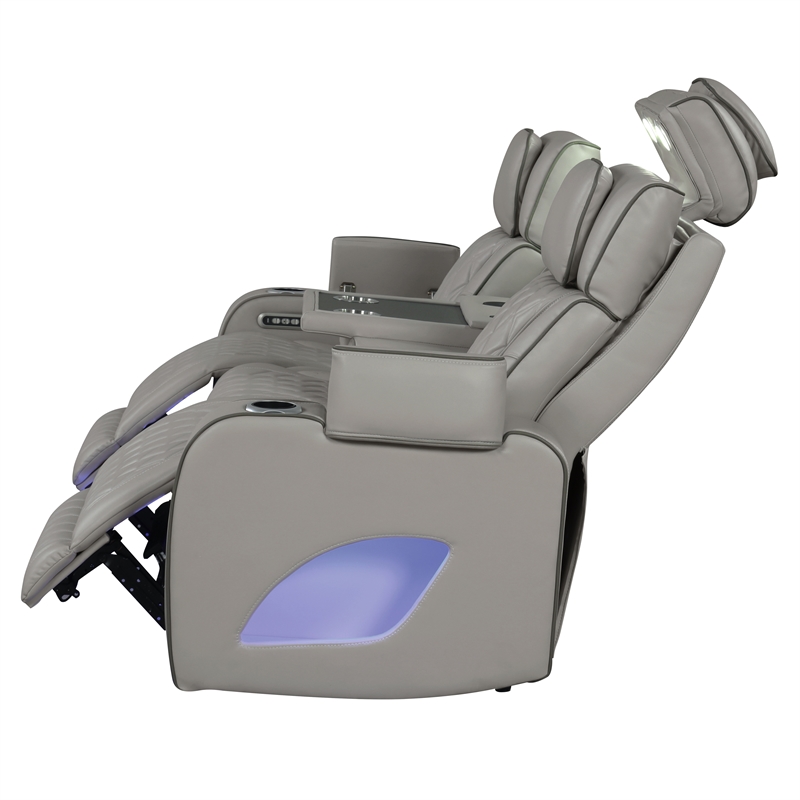 Fortuner Modern Style Recliner 2PC Livingroom Set Made with faux leather in Gray