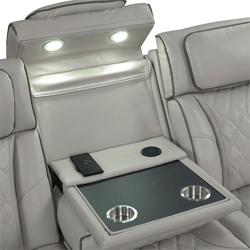 Fortuner Modern Style Recliner 2PC Livingroom Set Made with faux leather in Gray