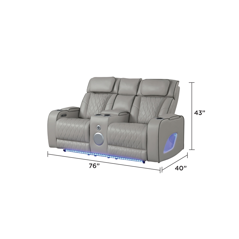 Fortuner Modern Style Recliner 3PC Livingroom Set Made with faux leather in Gray