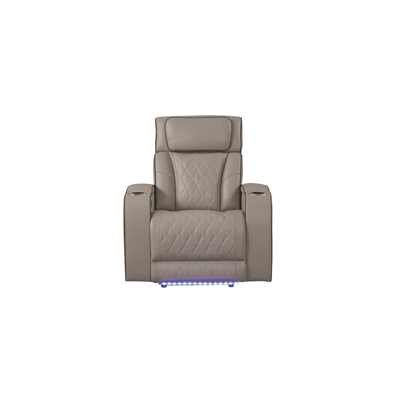 Fortuner Modern Style Recliner 3PC Livingroom Set Made with faux leather in Gray