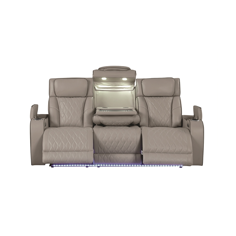 Fortuner Modern Style Recliner 3PC Livingroom Set Made with faux leather in Gray