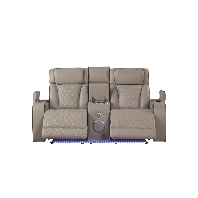 Fortuner Modern Style Recliner 3PC Livingroom Set Made with faux leather in Gray