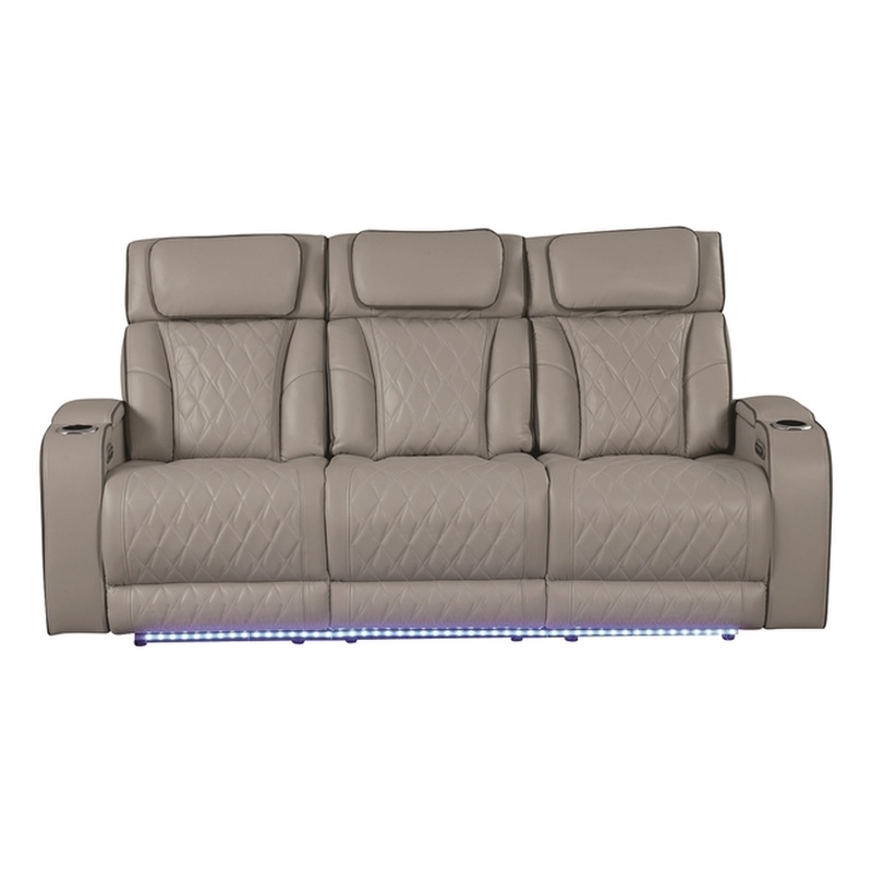 Fortuner Modern Style Recliner 3PC Livingroom Set Made with faux leather in Gray