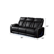 Fortuner Modern Style Recliner Sofa Made with faux leather & Wood in Black