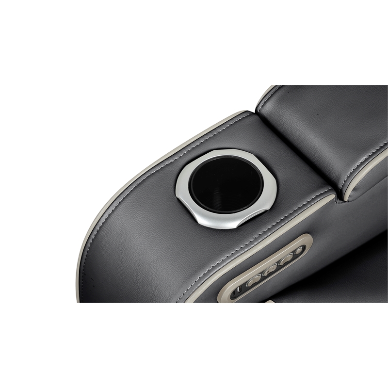 Fortuner Modern Style Recliner Sofa Made with faux leather & Wood in Black