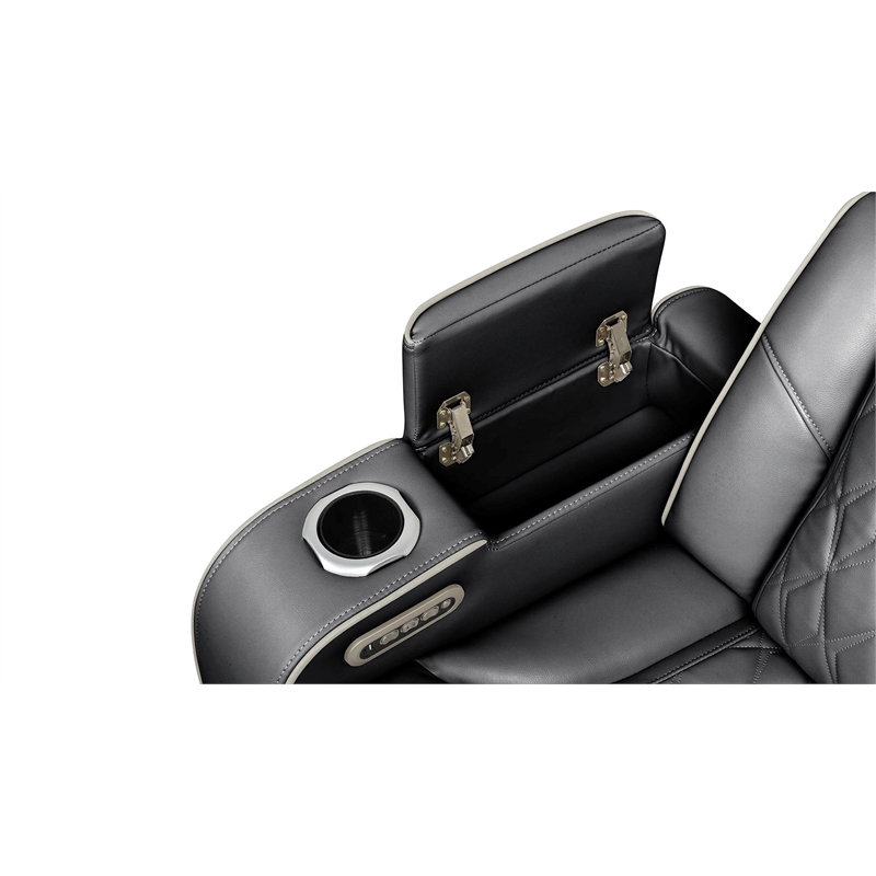 Fortuner Modern Style Recliner Loveseat Made with faux leather & Wood in Black