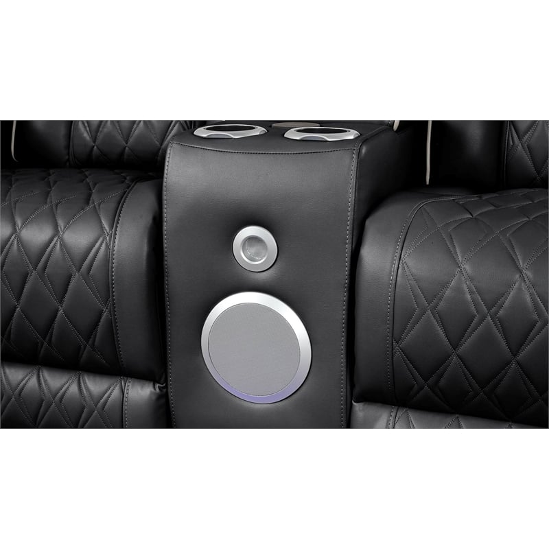 Fortuner Modern 3PC Livingroom Set Made faux leather & with Wood in Black