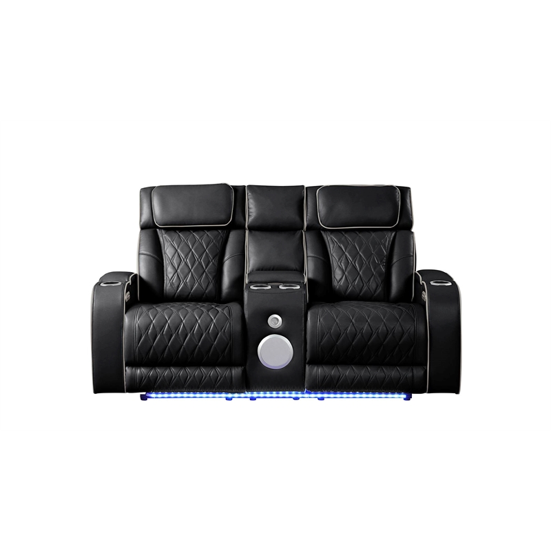 Fortuner Modern 3PC Livingroom Set Made faux leather & with Wood in Black