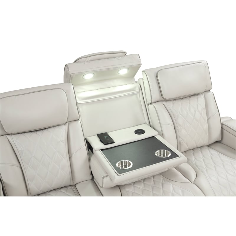 Fortuner Modern Style Recliner Sofa Made with Faux Leather & Wood in Beige