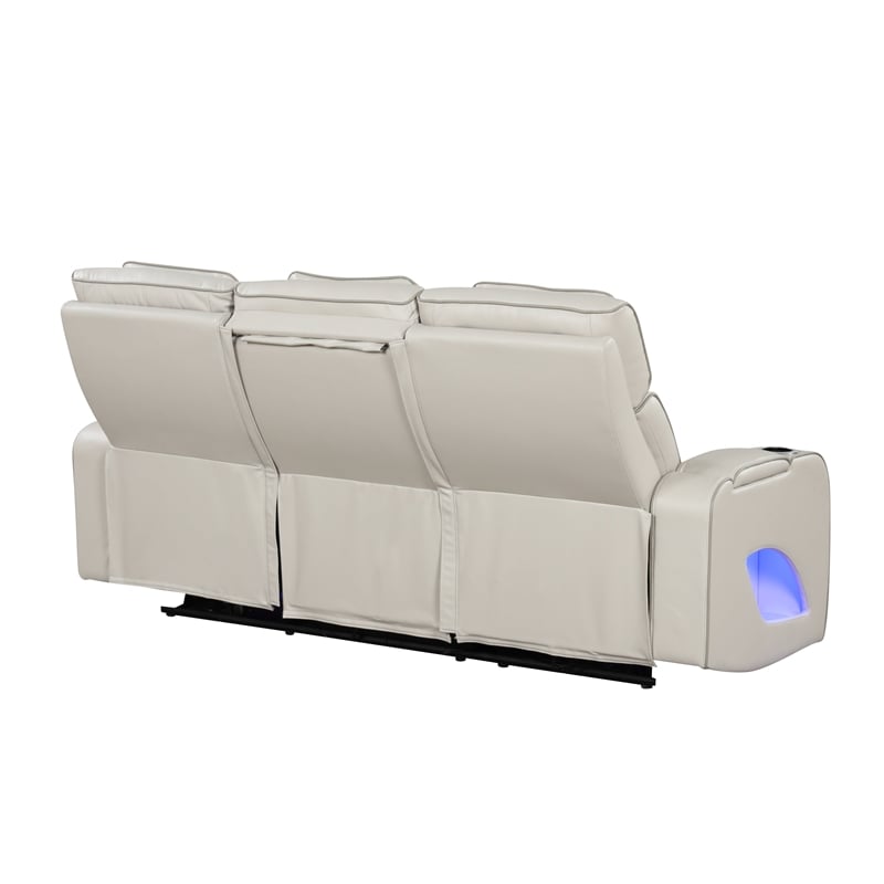 Fortuner Modern Style Recliner Sofa Made with Faux Leather & Wood in Beige