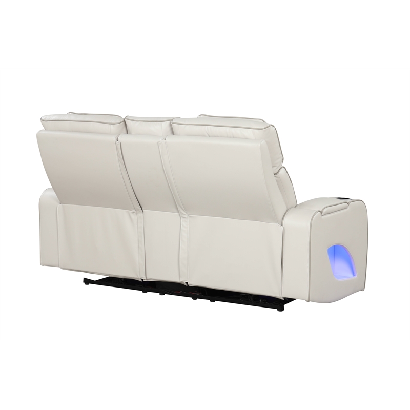 Fortuner Modern Style Recliner Loveseat Made With Faux Leather & Wood in Beige