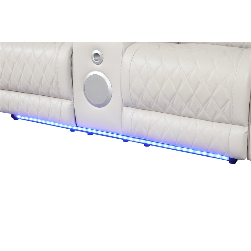 Fortuner Modern Style Recliner Loveseat Made With Faux Leather & Wood in Beige