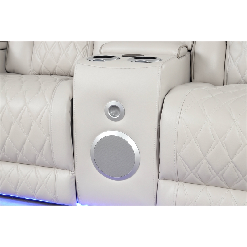 Fortuner Modern Style Recliner Loveseat Made With Faux Leather & Wood in Beige