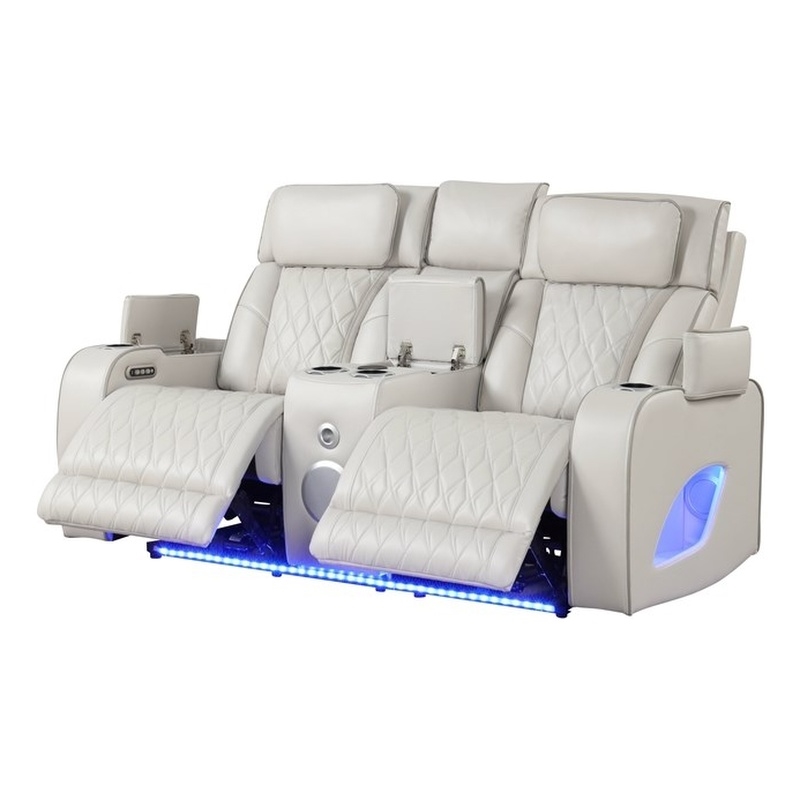 Fortuner Modern Style Recliner Loveseat Made With Faux Leather & Wood in Beige