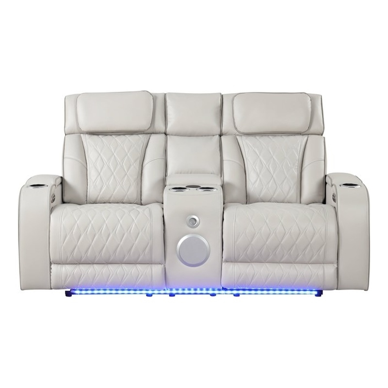 Fortuner Modern Style Recliner Loveseat Made With Faux Leather & Wood in Beige