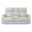 Fortuner Modern Style Recliner Loveseat Made With Faux Leather & Wood in Beige