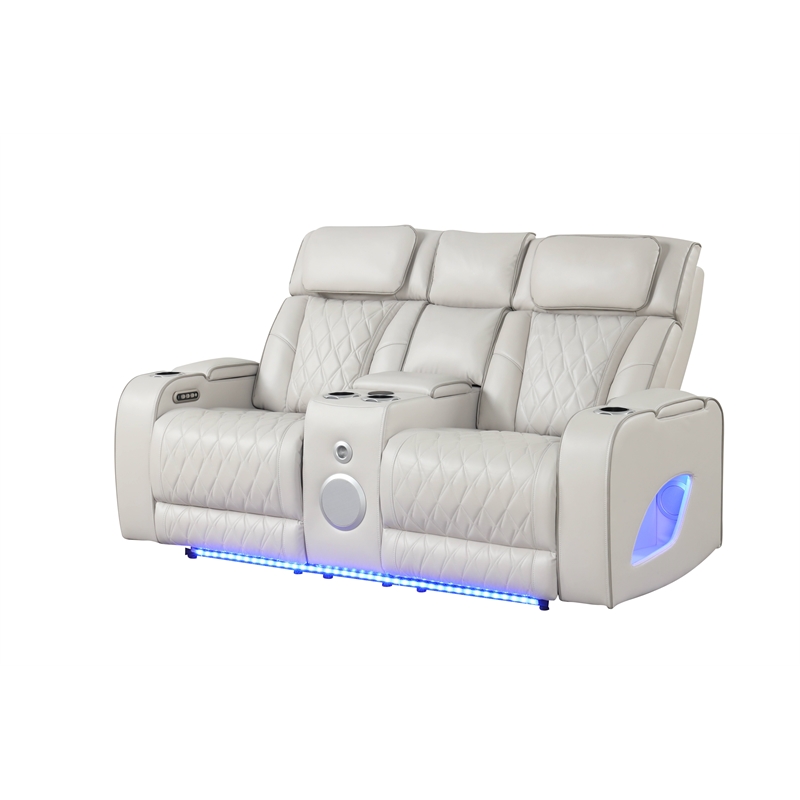 Fortuner Modern 2PC Livingroom Set Made with faux leather & Wood in Beige