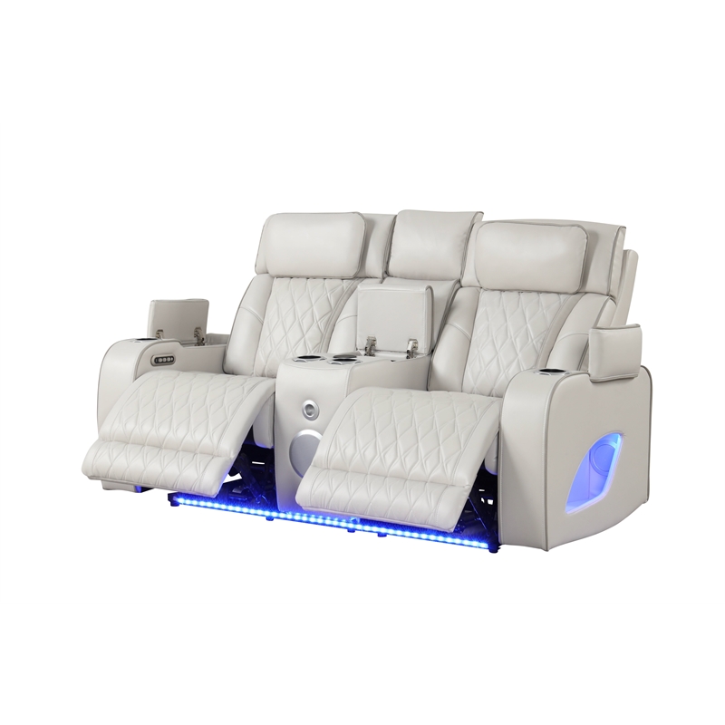 Fortuner Modern 3PC Livingroom Set Made with faux leather & Wood in Beige