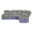 Fortuner Modern recliner sectional made with wood & faux leather in Gray