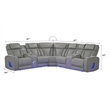Fortuner Modern recliner sectional made with wood & faux leather in Gray