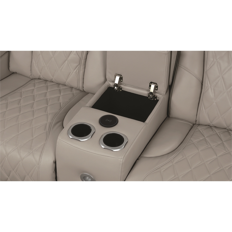 Fortuner Modern recliner sectional made with wood & faux leather in Gray