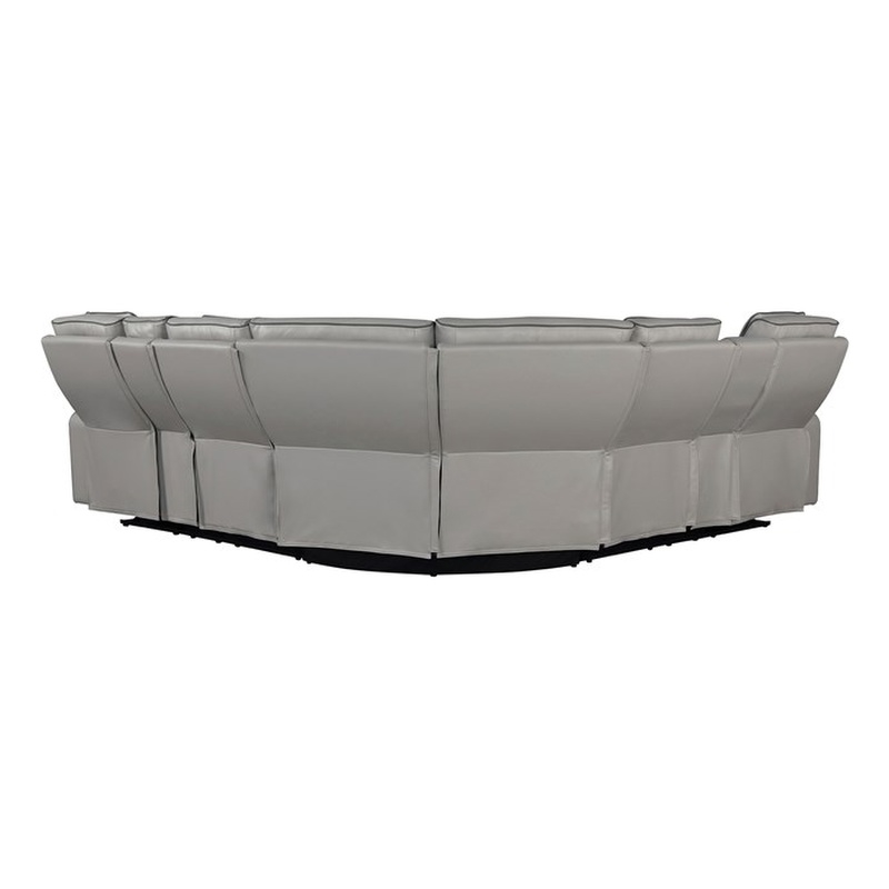 Fortuner Modern recliner sectional made with wood & faux leather in Gray