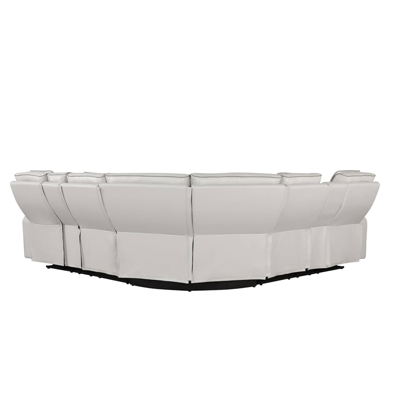 Fortuner Modern recliner sectional made with wood & Faux Leather in Beige