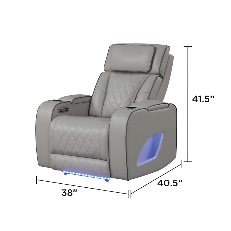 Fortuner Modern Style Recliner Chair Made with Faux Leather and Wood in Gray