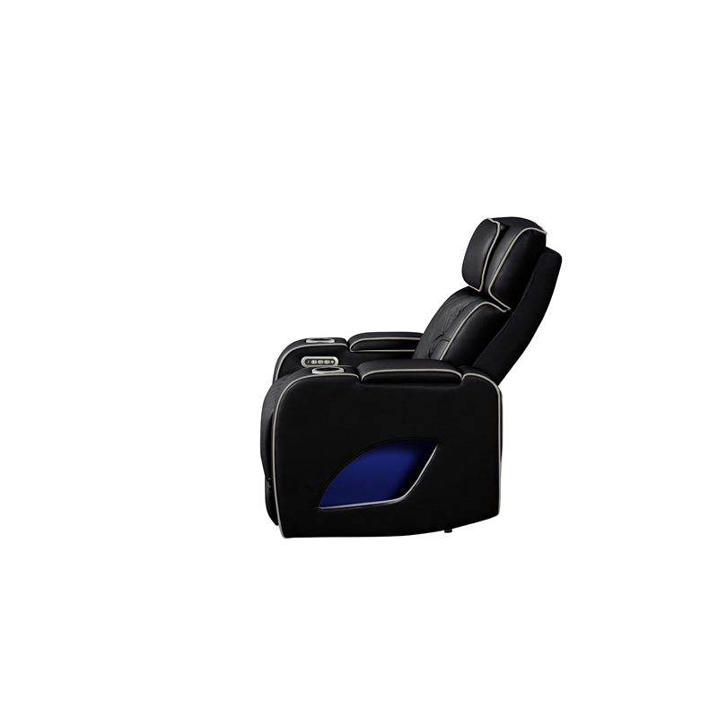 Fortuner Modern Style  Recliner Chair Made with Faux Leather and Wood in Black