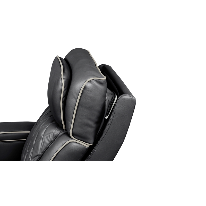 Fortuner Modern Style  Recliner Chair Made with Faux Leather and Wood in Black