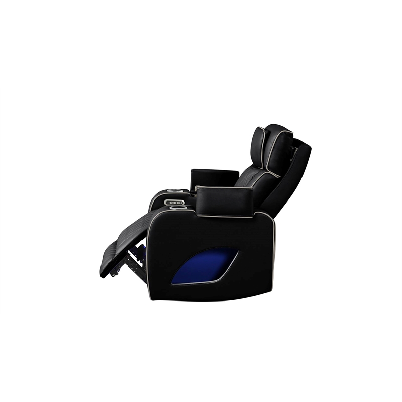 Fortuner Modern Style  Recliner Chair Made with Faux Leather and Wood in Black