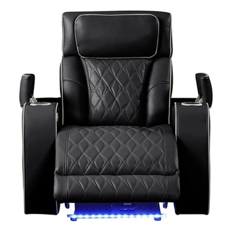 Fortuner Modern Style  Recliner Chair Made with Faux Leather and Wood in Black