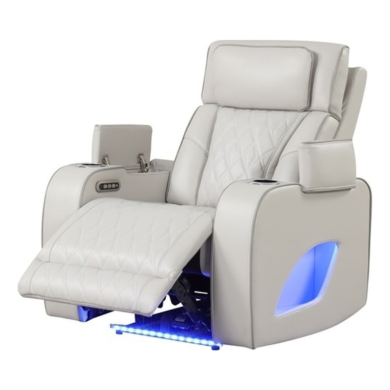 Fortuner Modern Style  Recliner Chair Made with Faux Leather and Wood in Beige