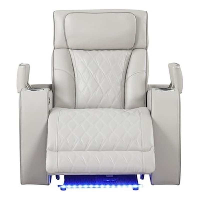 Fortuner Modern Style  Recliner Chair Made with Faux Leather and Wood in Beige