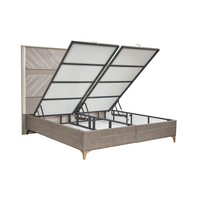 Eternity Traditional Style Eucalyptus-veneer Kind Bed made with Wood in Beige