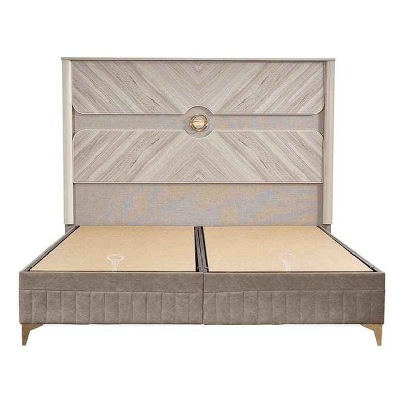 Eternity Traditional Style Eucalyptus-veneer Kind Bed made with Wood in Beige
