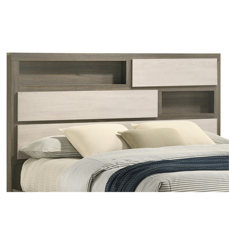 Gem Modern Style Full 4PC Bedroom Set Made with wood in light Beige & Brown