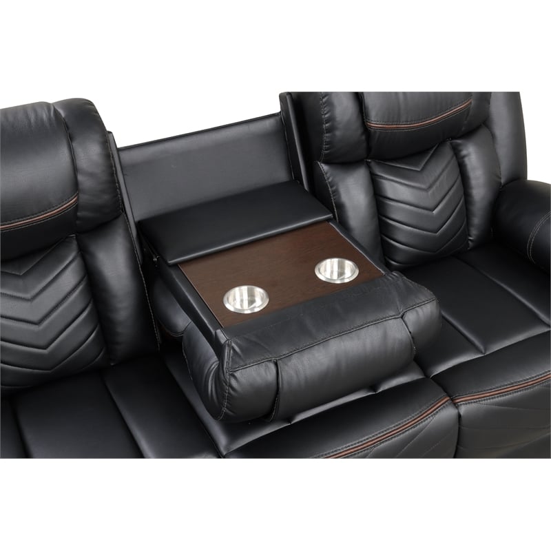 Challenger Modern LED Recliner Sofa made with wood and metal frame in Black