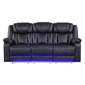 Challenger Modern LED Recliner Sofa made with wood and metal frame in Black