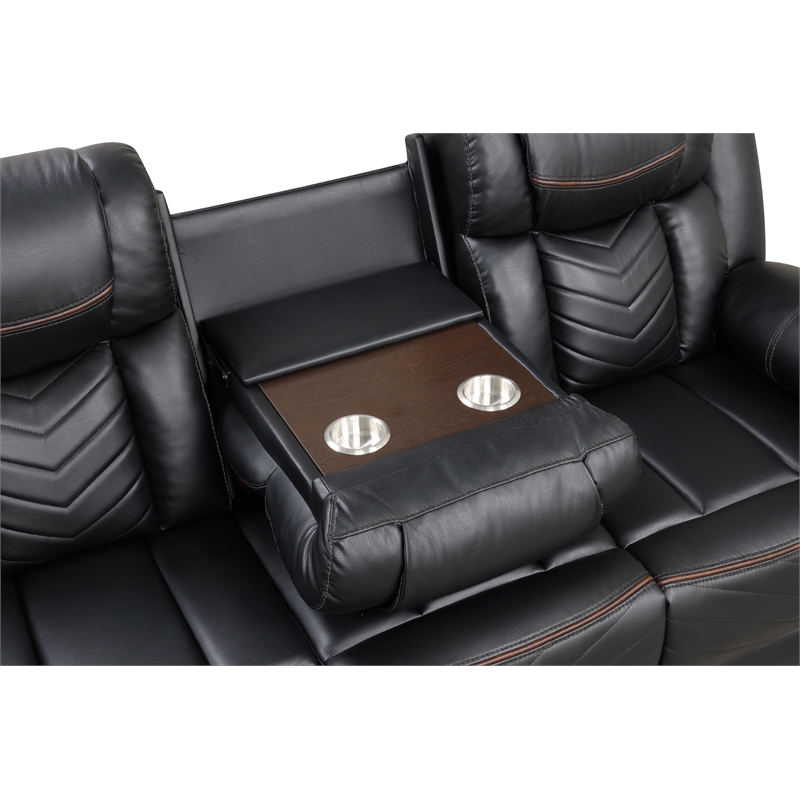 Challenger Modern 2PC (Sofa&Loveseat) made with wood and metal frame in Black