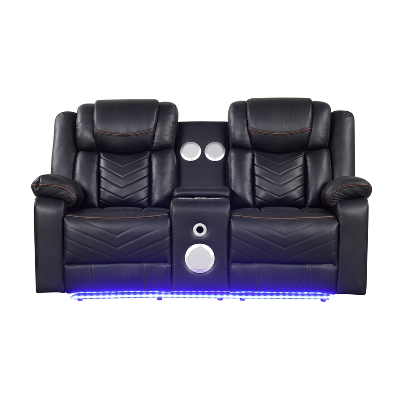 Challenger Modern 2PC (Sofa&Loveseat) made with wood and metal frame in Black
