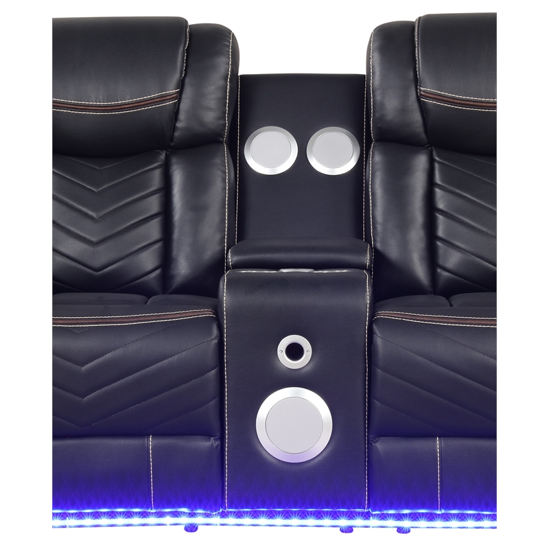Challenger Modern 2PC (Sofa&Loveseat) made with wood and metal frame in Black