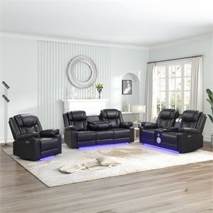 Challenger Modern 3PC(Sofa & Loveseat & Chair)made with metal frame in Black